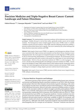 Precision Medicine and Triple-Negative Breast Cancer: Current Landscape and Future Directions