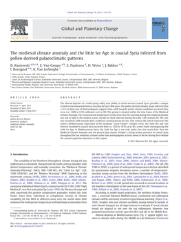 The Medieval Climate Anomaly and the Little Ice Age in Coastal Syria Inferred from Pollen-Derived Palaeoclimatic Patterns