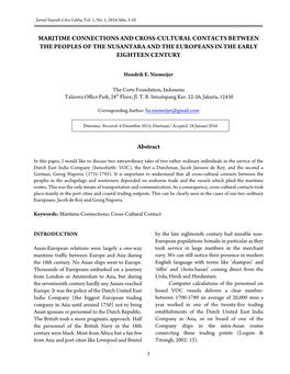 Maritime Connections and Cross-Cultural Contacts Between the Peoples of the Nusantara and the Europeans in the Early Eighteen Century