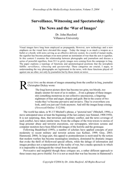 John Huxford, “Surveillance, Witnessing and Spectatorship: The