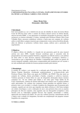 Mapeamento Do Cenário Da Música Autoral Carioca Nos Anos 00