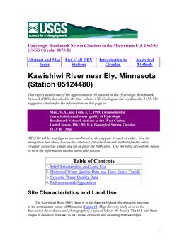 Kawishiwi River Near Ely, Minnesota (Station 05124480)