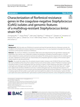 Characterization of Florfenicol Resistance Genes in the Coagulase