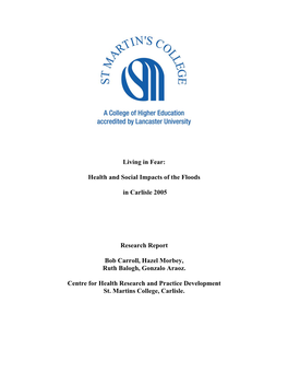 Living in Fear: Health and Social Impacts of the Floods in Carlisle 2005