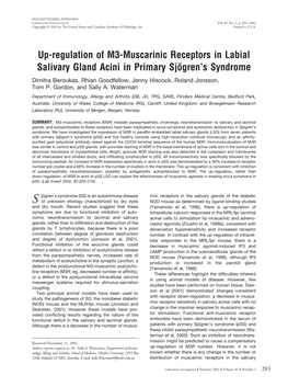 Up-Regulation of M3-Muscarinic Receptors in Labial Salivary Gland Acini in Primary Sjögren's Syndrome