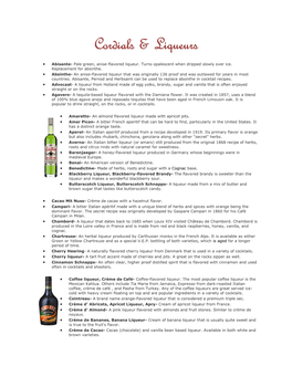 Cordials & Liqueurs