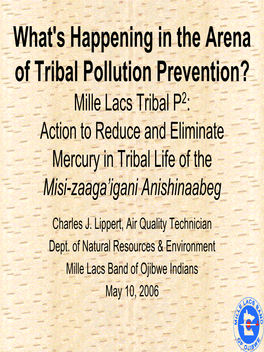 Mille Lacs Tribal P2: Action to Reduce and Eliminate Mercury in Tribal Life of the Misi-Zaaga’Igani Anishinaabeg