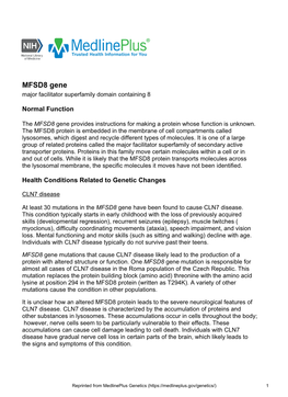 MFSD8 Gene Major Facilitator Superfamily Domain Containing 8