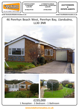 46 Penrhyn Beach West, Penrhyn Bay, Llandudno, LL30 3NR £235,000