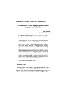 Factors Affecting Changes in English from a Synthetic Language to an Analytic One