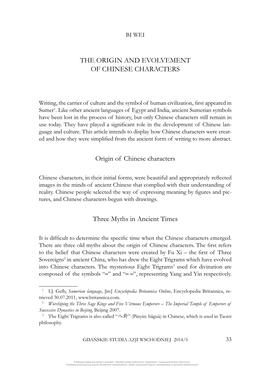 The Origin and Evolvement of Chinese Characters