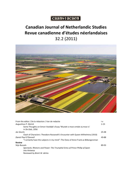 Canadian Journal of Netherlandic Studies Revue Canadienne D’Études Néerlandaises 32.2 (2011)