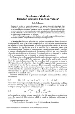 Quadrature Methods Based on Complex Function Values*