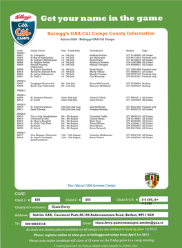 35 £65 3-5 £95, 6+ = £140 Ciara Ferry Antrim GAA, Casement Park,88