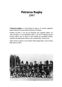 Petrarca Rugby Company Profile