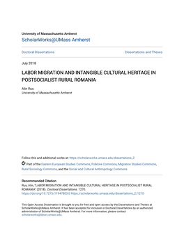 Labor Migration and Intangible Cultural Heritage in Postsocialist Rural Romania