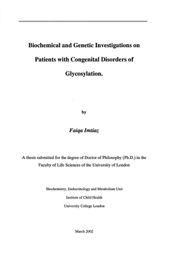 Biochemical and Genetic Investigations on Patients with Congenital Disorders of Glycosylation