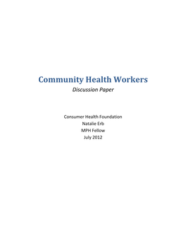 Community Health Workers Discussion Paper