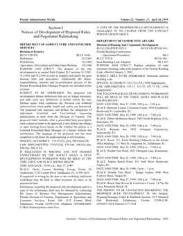 Section I Notices of Development of Proposed Rules and Negotiated Rulemaking