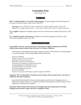 Curriculum Vitae Page 1 of 6