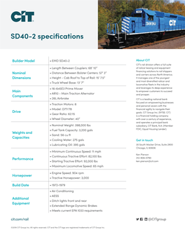 SD40-2 Specifications