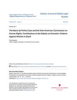 The Maria Da Penha Case and the Inter-American Commission on Human Rights: Contributions to the Debate on Domestic Violence Against Women in Brazil