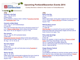 Upcoming Portland/Beaverton Events 2014 Courtesy Reminder on Behalf Of: Hilton Garden Inn Portland/Beaverton