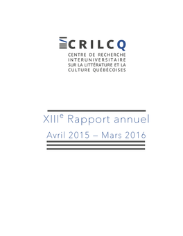 XIII Rapport Annuel