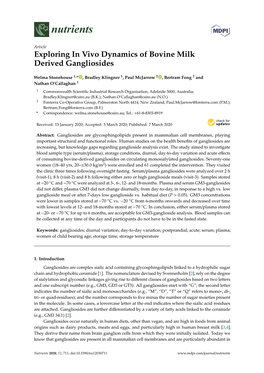 Exploring in Vivo Dynamics of Bovine Milk Derived Gangliosides