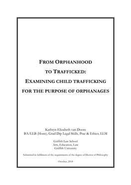 Examining Child Trafficking for the Purpose of Orphanages