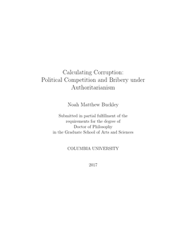 Calculating Corruption: Political Competition and Bribery Under Authoritarianism