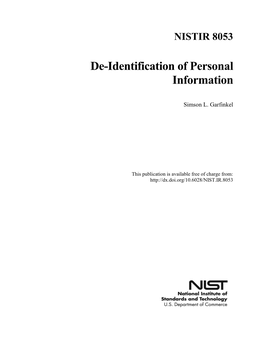 De-Identification of Personal Information