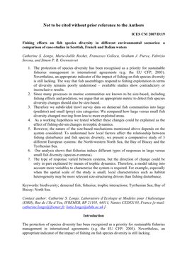 Fishing Effects on Fish Species Diversity in Different Environmental Scenarios: a Comparison of Case-Studies in Scottish, French and Italian Waters