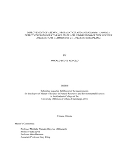 Improvement of Asexual Propagation and Anisogramma Anomala Detection Protocols to Facilitate Applied Breeding of New Corylus Avellana and C