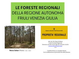 Le Foreste Regionali Della Regione Autonoma Friuli Venezia Giulia