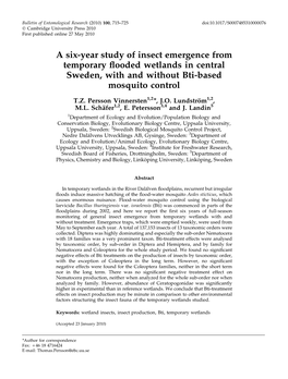 A Six-Year Study of Insect Emergence from Temporary Flooded Wetlands In