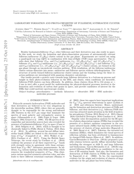 Arxiv:1910.11467V1 [Physics.Atm-Clus] 25 Oct 2019 + Reﬂection Nebulae, Has Been Attributed to Luminescence Tions of C60 (Campbell Et Al