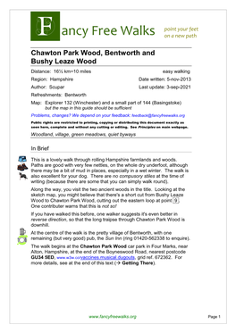 Chawton Park Wood, Bentworth & Bushy Leaze Wood