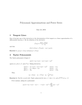 Polynomial Approximations and Power Series