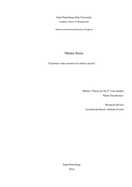 Master Thesis