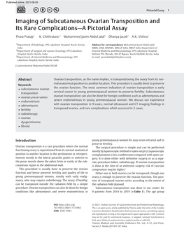 Imaging of Subcutaneous Ovarian Transposition and Its Rare Complications—A Pictorial Assay