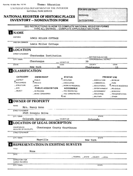 National Register of Historic Places Inventory - Nomination Form