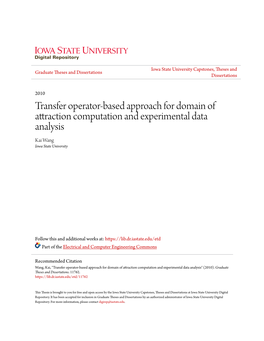 Transfer Operator-Based Approach for Domain of Attraction Computation and Experimental Data Analysis Kai Wang Iowa State University