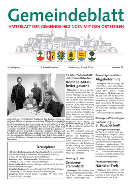 Gemeindeblatt AMTSBLATT DER GEMEINDE HILZINGEN MIT DEN ORTSTEILEN