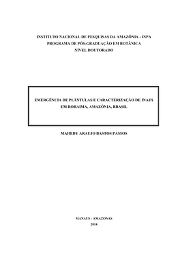 Instituto Nacional De Pesquisas Da Amazônia - Inpa Programa De Pós-Graduação Em Botânica Nível Doutorado