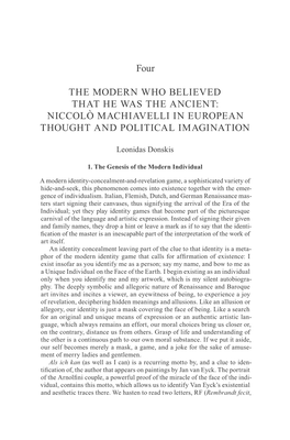 Niccolò Machiavelli in European Thought and Political Imagination