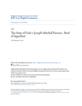 The State of Utah V. Joseph Mitchell Parsons : Brief of Appellant