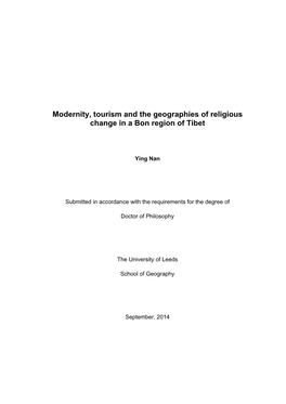 Modernity, Tourism and the Geographies of Religious Change in a Bon Region of Tibet