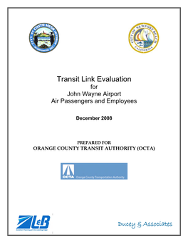 Transit Link Evaluation for John Wayne Airport Air Passengers and Employees