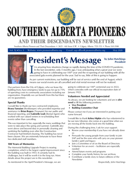 Southern Alberta Pioneers and Their Descendants Newsletter V.52 N.3